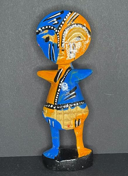 Holzfigur "Fertility" männlich - orange/blau